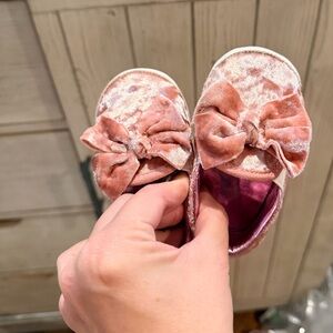 Carter's Baby Girl Velvet Slippers with Bow